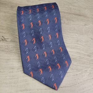 Tommy Bahama 100% Silk Tie Mens Blue Golf Necktie Made In USA EXCELLENT